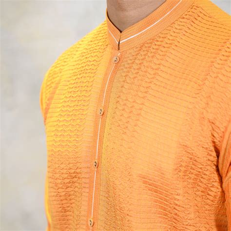Buy Vivid Orange Kurta Set For Men | Indyverse