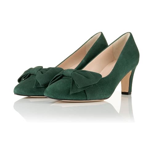 Lori Extra Wide Fit Court Shoes – Green Suede – Sargasso and Grey