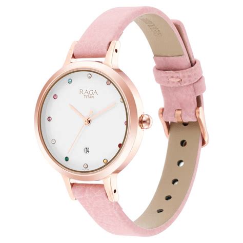 Buy Online Titan Raga Viva Quartz Analog with Date White Dial Leather ...