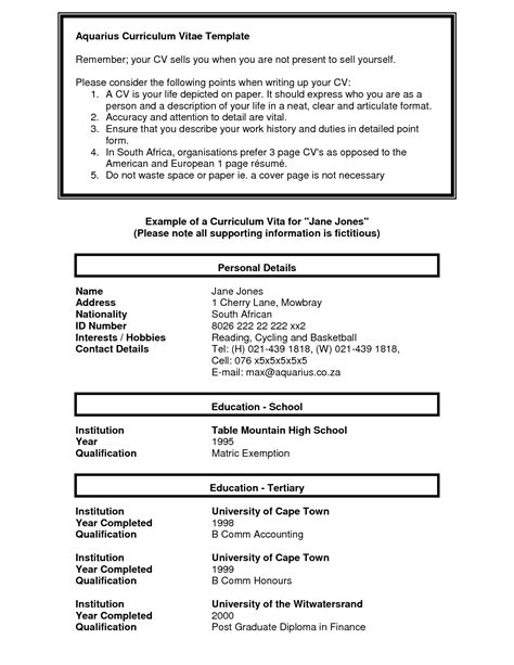 Example of Curriculum Vitae Format 的图像结果