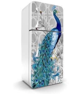 WALL GURU 60 cm Decorative Peacock Fridge Sticker (Multicolor PVC Vinyl ...