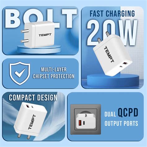 Bolt Adapter | Buy Latest Fast charger USB & Type C from Tempt – Temptindia
