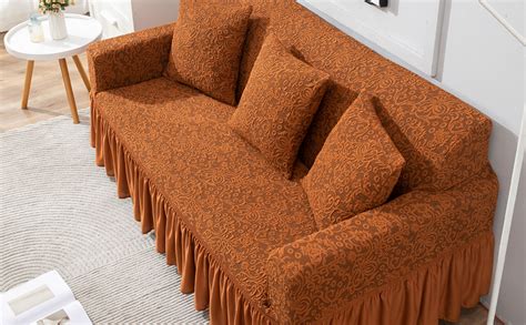 HOKIPO Elastic 3 Seater Sofa Frill Cover Stretchable Slipcover (AR-4648 ...