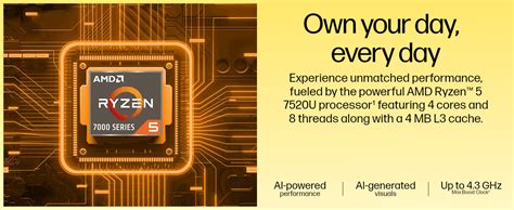 HP 15, AMD Ryzen 5 7520U,(16GB DDR5, 512GB SSD), Anti-Glare, Micro-Edge ...