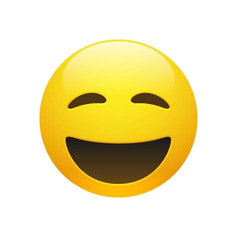 Vector Emoji visage souriant jaune avec les yeux fermés et la bouche ...