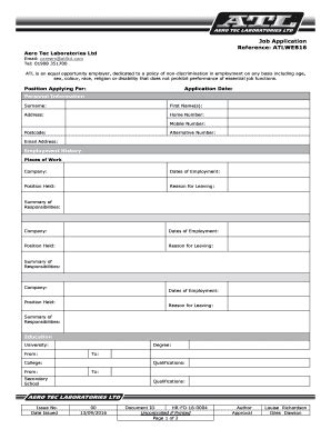 Fillable Online Job Application Form - ATL Fax Email Print - pdfFiller