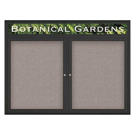 United Visual Products Corkboard, Double Door, Radius Frame, Header ...