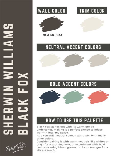 Sherwin Williams Black Fox Paint Color Palette - The Paint Color Project