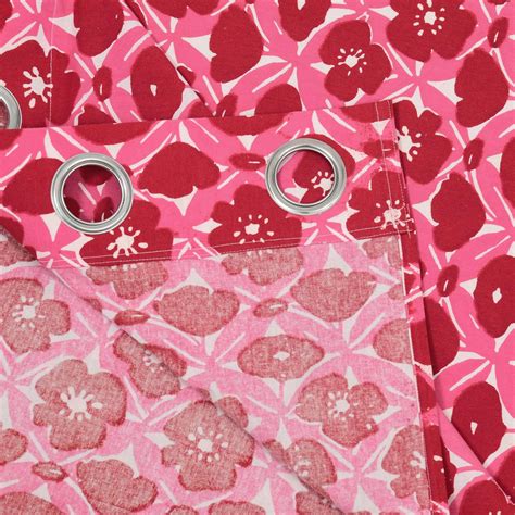 Hand Block Printed Cotton Daylight Curtain with Eyelets(Set of 2 Curta ...