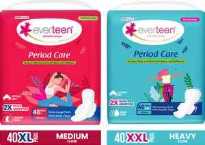 everteen Period Care 40 XL Soft Sanitary Pads and 40 XXL Dry Sanitary ...