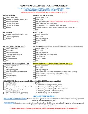 Fillable Online COUNTY OF GALVESTON - PERMIT CHECKLISTS Fax Email Print ...