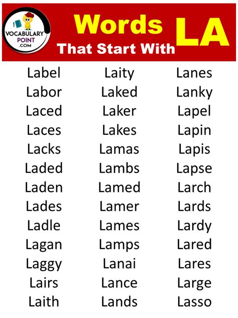 Words That Start with LA (Spanish & short words) - Vocabulary Point