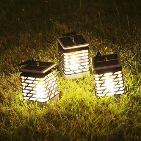 Solar Lantern, Flicker Flame LED Candle Lantern Solar Powered (Pack of ...