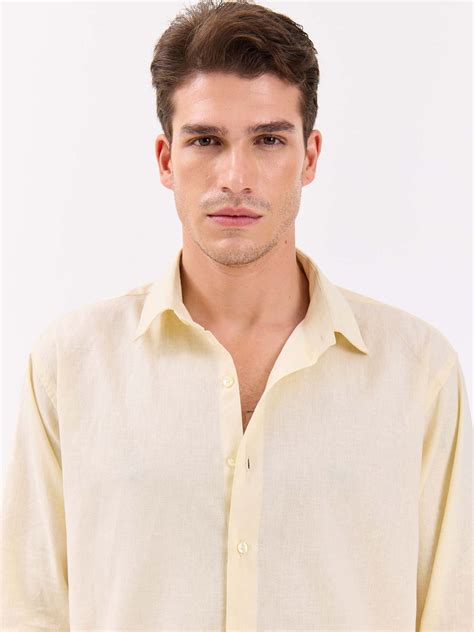 Buy Powder Yellow Linen-blend Shirt Online at Best Price | 5Feet11