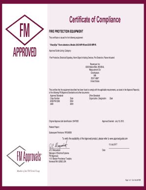 Fillable Online Certificate of Compliance - FIRE PROTECTION EQUIPMENT ...