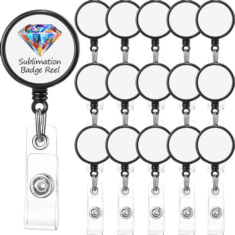 Amazon.com : 16 Pieces Sublimation Retractable Badge Reel Blank ID ...