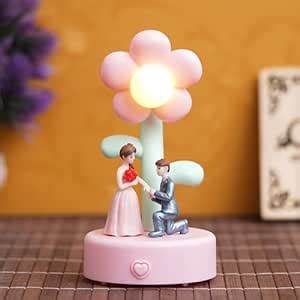 Buy eCraftIndia Miniature Lovely Couple Statue with Flower Table Lamp ...