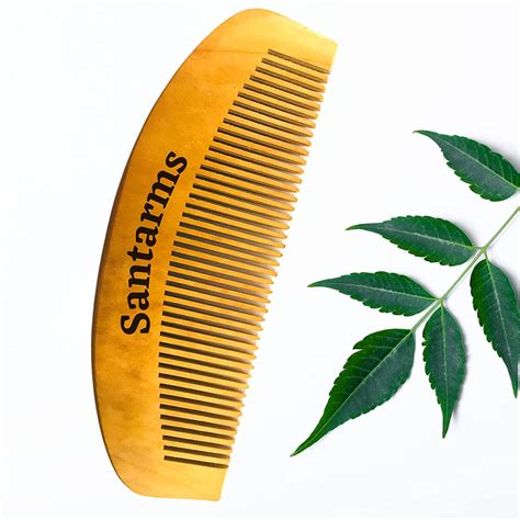 Buy Santarms wooden neem comb for women men hair growth with wide wood ...