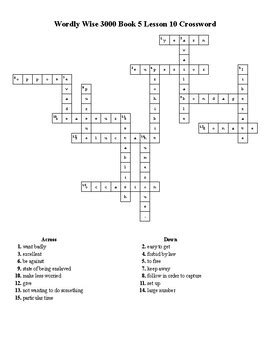 Wordly Wise 3000 Book 5 Lesson 10 Crossword Puzzle by Flair for the ...