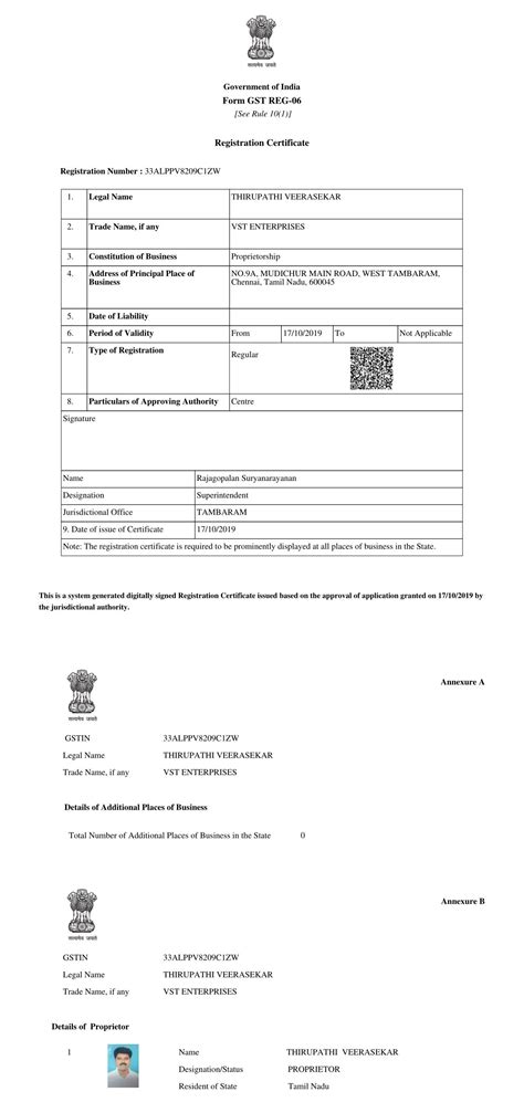 Our Certificates | Vst Enterprises | Vst Interiors | Best Interior ...