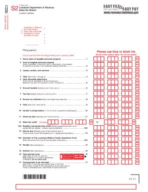 Fillable Online Louisiana Department of Revenue Sales Tax Return Fax ...