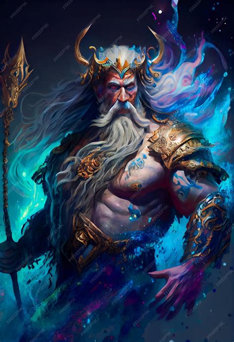 Premium Photo | Digital Art of Poseidon Ancient Greek God of the Sea ...