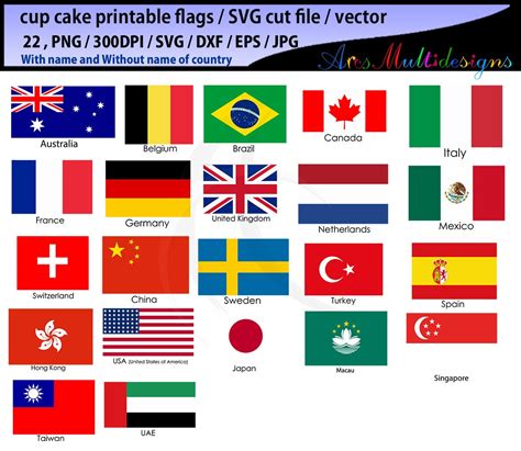 Buy World Country Flags: Vector Graphics, Cake Topper (digital Download ...