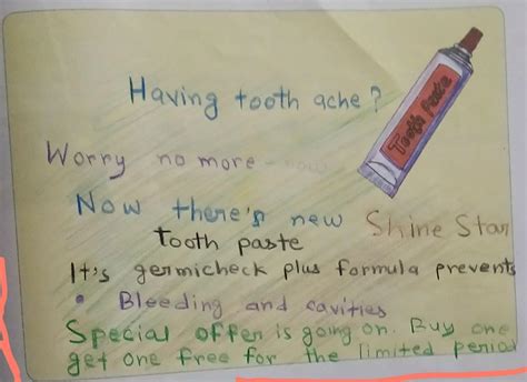 Write an advertisement for a toothpaste called. Shinestar for a ...