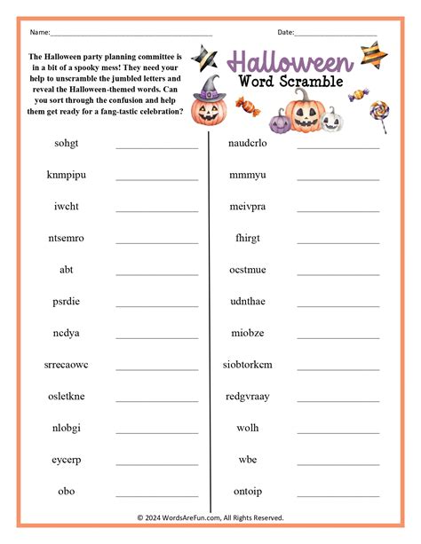 Fall Word Scrambles