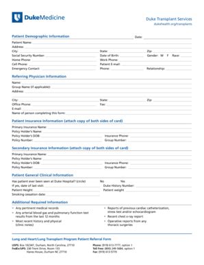 Fillable Online dukehealth Duke Transplant Services - DukeHealth.org ...