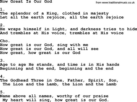 How Great Is Our God - Apostolic and Pentecostal Hymns and Songs lyrics ...