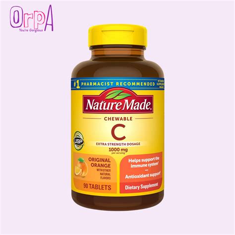 Nature Made Chewable Vitamin C Extra Strength Dosage 1000 Mg - 90 Tablets - Orpa