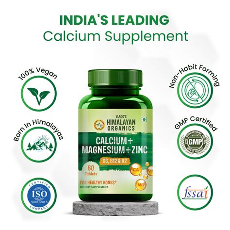 Vlado's Himalayan Organics Calcium Magnesium Zinc Vitamin D3 & B12-60