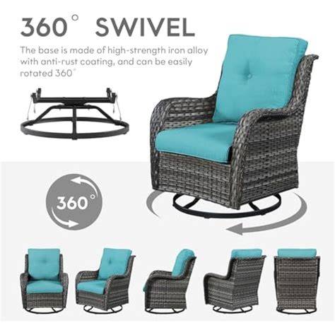 Belord Outdoor Swivel Rocker Wicker Chairs Set of 3, High India | Ubuy