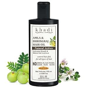 Buy Khadi Amla & Bhringraj Hair Oil - for Hair Growth & Anti Dandruff ...