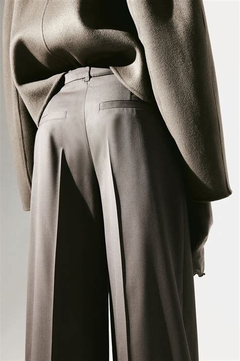 Wide-leg Wool Pants - Dark taupe - Ladies | H&M CA