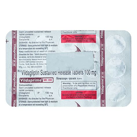 Vildaprime SR 100 Tablet | Uses, Side Effects, Price | Apollo Pharmacy