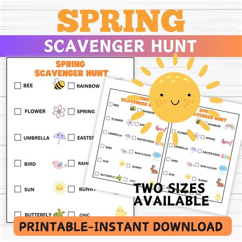 Spring Scavenger Hunt Printable- Spring Activities Printable – Girly ...