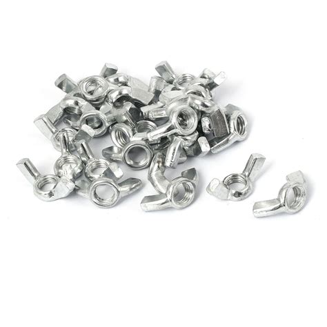 Generic M10 Metal Coarse Thread Hardware Wing Nut Silver Tone 30pcs ...