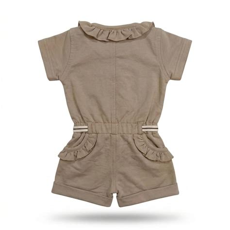 Mama Hug Girls Ruffle Romper | Premium Teddy Patch Cotton Playsuit for