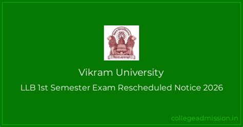 Vikram University: LLB 1st Semester Exam Rescheduled Notice 2026 ...