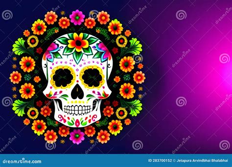 Painting Sugar Mexican Skull, Halloween Traditional Culture Colourful ...
