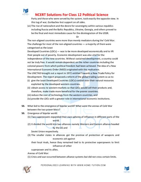 MCQ of Political Science Class 12 Cold War Era 的图像结果