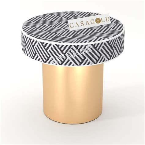 Bone Inlay Round Side Table- HerringBone – CasaGold