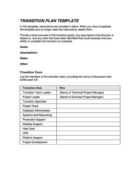 40+ Transition Plan Templates (Career, Individual) ᐅ TemplateLab