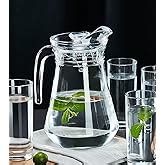 VILON Italian Premium 1300ml Glass Water Jug with Plastic Lid & Handle ...