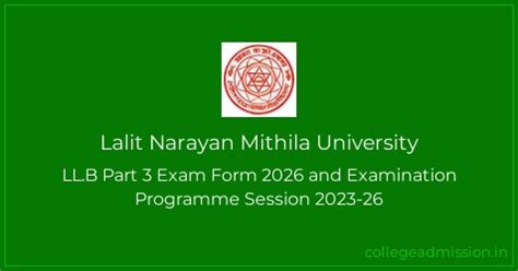 Lalit Narayan Mithila University: LL.B Part 3 Exam Form 2026 and ...