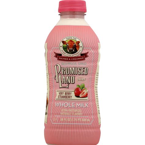 Promised Land Milk, Whole, Very Berry Strawberry, Natural (28 fl oz ...