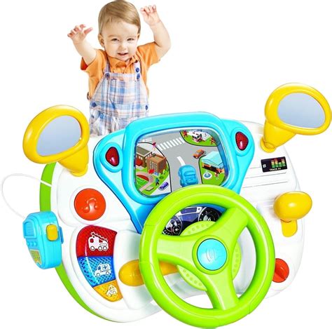 Toddler Steering Wheel Toy, Turn and Learn Driver Toy with Light and Sound, Role-Play Toy for ...
