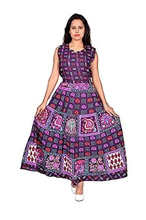 Buy Kamngari Paridhan Designer Cotton Women's Maxi Long Dress Ethnic ...